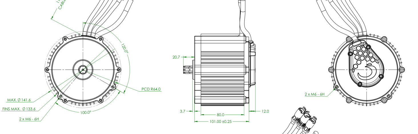 60v 3kw SL120-50H BLDC motor