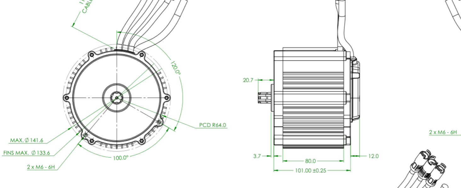 60v 3kw SL120-50H BLDC motor